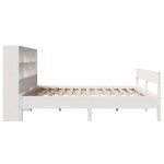 vidaXL Pat cu bibliotecă fără saltea, alb, 160x200 cm, lemn masiv pin vidaXL Pat cu bibliotecă fără saltea, alb, 160x200 cm, lemn masiv pin
