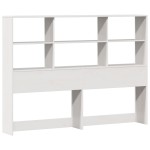 vidaXL Pat cu bibliotecă fără saltea, alb, 160x200 cm, lemn masiv pin vidaXL Pat cu bibliotecă fără saltea, alb, 160x200 cm, lemn masiv pin