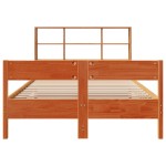 vidaXL Pat cu bibliotecă fără saltea maro 150x200 cm lemn masiv de pin