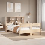vidaXL Pat cu bibliotecă fără saltea, 140x200 cm, lemn masiv de pin vidaXL Pat cu bibliotecă fără saltea, 140x200 cm, lemn masiv de pin