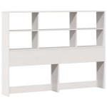 vidaXL Pat cu bibliotecă fără saltea, alb, 140x200 cm, lemn masiv pin vidaXL Pat cu bibliotecă fără saltea, alb, 140x200 cm, lemn masiv pin