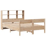 vidaXL Pat cu bibliotecă fără saltea, 120x200 cm, lemn masiv de pin vidaXL Pat cu bibliotecă fără saltea, 120x200 cm, lemn masiv de pin