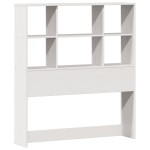 vidaXL Pat cu bibliotecă fără saltea, alb, 90x200 cm, lemn masiv pin vidaXL Pat cu bibliotecă fără saltea, alb, 90x200 cm, lemn masiv pin