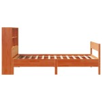 vidaXL Pat cu bibliotecă fără saltea, maro, 90x200 cm, lemn masiv pin