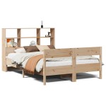 vidaXL Pat cu bibliotecă fără saltea, 140x190 cm, lemn masiv de pin vidaXL Pat cu bibliotecă fără saltea, 140x190 cm, lemn masiv de pin
