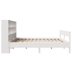 vidaXL Pat cu bibliotecă fără saltea, alb, 140x190 cm, lemn masiv pin vidaXL Pat cu bibliotecă fără saltea, alb, 140x190 cm, lemn masiv pin