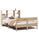 vidaXL Pat cu bibliotecă fără saltea, 120x190 cm, lemn masiv de pin vidaXL Pat cu bibliotecă fără saltea, 120x190 cm, lemn masiv de pin