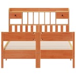vidaXL Pat cu bibliotecă fără saltea maro 150x200 cm lemn masiv de pin