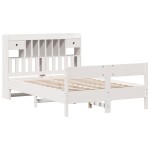 vidaXL Pat cu bibliotecă fără saltea, alb, 140x200 cm, lemn masiv pin vidaXL Pat cu bibliotecă fără saltea, alb, 140x200 cm, lemn masiv pin