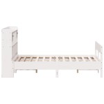 vidaXL Pat cu bibliotecă fără saltea, alb, 140x200 cm, lemn masiv pin vidaXL Pat cu bibliotecă fără saltea, alb, 140x200 cm, lemn masiv pin