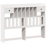vidaXL Pat cu bibliotecă fără saltea, alb, 140x200 cm, lemn masiv pin vidaXL Pat cu bibliotecă fără saltea, alb, 140x200 cm, lemn masiv pin