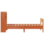 vidaXL Pat cu bibliotecă fără saltea, maro, 100x200 cm, lemn masiv pin vidaXL Pat cu bibliotecă fără saltea, maro, 100x200 cm, lemn masiv pin