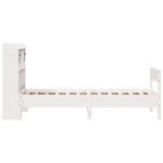 vidaXL Pat cu bibliotecă fără saltea, alb, 90x200 cm, lemn masiv pin vidaXL Pat cu bibliotecă fără saltea, alb, 90x200 cm, lemn masiv pin