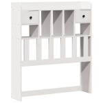 vidaXL Pat cu bibliotecă fără saltea, alb, 90x200 cm, lemn masiv pin vidaXL Pat cu bibliotecă fără saltea, alb, 90x200 cm, lemn masiv pin