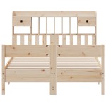 vidaXL Pat cu bibliotecă fără saltea, 140x190 cm, lemn masiv de pin vidaXL Pat cu bibliotecă fără saltea, 140x190 cm, lemn masiv de pin