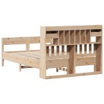 vidaXL Pat cu bibliotecă fără saltea, 140x190 cm, lemn masiv de pin vidaXL Pat cu bibliotecă fără saltea, 140x190 cm, lemn masiv de pin