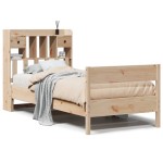 vidaXL Pat cu bibliotecă fără saltea, 90x190 cm, lemn masiv de pin vidaXL Pat cu bibliotecă fără saltea, 90x190 cm, lemn masiv de pin