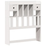 vidaXL Pat cu bibliotecă fără saltea, alb, 90x190 cm, lemn masiv pin vidaXL Pat cu bibliotecă fără saltea, alb, 90x190 cm, lemn masiv pin