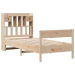 vidaXL Pat cu bibliotecă fără saltea, 75x190 cm, lemn masiv de pin vidaXL Pat cu bibliotecă fără saltea, 75x190 cm, lemn masiv de pin