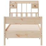 vidaXL Pat cu bibliotecă fără saltea, 75x190 cm, lemn masiv de pin vidaXL Pat cu bibliotecă fără saltea, 75x190 cm, lemn masiv de pin