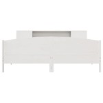 vidaXL Pat cu bibliotecă fără saltea, alb, 200x200 cm, lemn masiv pin