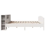 vidaXL Pat cu bibliotecă fără saltea, alb, 200x200 cm, lemn masiv pin