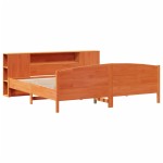 vidaXL Pat cu bibliotecă fără saltea maro 200x200 cm lemn masiv de pin