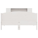 vidaXL Pat cu bibliotecă fără saltea, alb, 160x200 cm, lemn masiv pin vidaXL Pat cu bibliotecă fără saltea, alb, 160x200 cm, lemn masiv pin