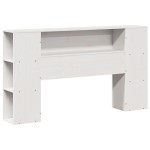 vidaXL Pat cu bibliotecă fără saltea, alb, 160x200 cm, lemn masiv pin vidaXL Pat cu bibliotecă fără saltea, alb, 160x200 cm, lemn masiv pin