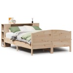 vidaXL Pat cu bibliotecă fără saltea, 150x200 cm, lemn masiv de pin