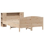 vidaXL Pat cu bibliotecă fără saltea, 150x200 cm, lemn masiv de pin