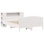 vidaXL Pat cu bibliotecă fără saltea, alb, 150x200 cm, lemn masiv pin vidaXL Pat cu bibliotecă fără saltea, alb, 150x200 cm, lemn masiv pin