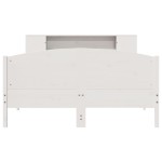 vidaXL Pat cu bibliotecă fără saltea, alb, 150x200 cm, lemn masiv pin vidaXL Pat cu bibliotecă fără saltea, alb, 150x200 cm, lemn masiv pin