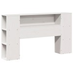 vidaXL Pat cu bibliotecă fără saltea, alb, 150x200 cm, lemn masiv pin vidaXL Pat cu bibliotecă fără saltea, alb, 150x200 cm, lemn masiv pin