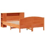 vidaXL Pat cu bibliotecă fără saltea maro 150x200 cm lemn masiv de pin
