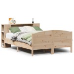vidaXL Pat cu bibliotecă fără saltea, 120x200 cm, lemn masiv de pin vidaXL Pat cu bibliotecă fără saltea, 120x200 cm, lemn masiv de pin
