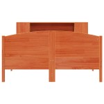 vidaXL Pat cu bibliotecă fără saltea, maro, 120x200 cm, lemn masiv pin vidaXL Pat cu bibliotecă fără saltea, maro, 120x200 cm, lemn masiv pin