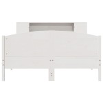 vidaXL Pat cu bibliotecă fără saltea, alb, 135x190 cm, lemn masiv pin
