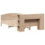 vidaXL Pat cu bibliotecă fără saltea, 120x190 cm, lemn masiv de pin