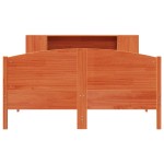 vidaXL Pat cu bibliotecă fără saltea, maro, 120x190 cm, lemn masiv pin vidaXL Pat cu bibliotecă fără saltea, maro, 120x190 cm, lemn masiv pin