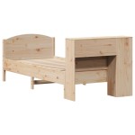 vidaXL Pat cu bibliotecă fără saltea, 100x200 cm, lemn masiv pin