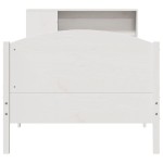 vidaXL Pat cu bibliotecă fără saltea, alb, 100x200 cm, lemn masiv pin vidaXL Pat cu bibliotecă fără saltea, alb, 100x200 cm, lemn masiv pin