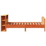 vidaXL Pat cu bibliotecă fără saltea, maro, 100x200 cm, lemn masiv pin vidaXL Pat cu bibliotecă fără saltea, maro, 100x200 cm, lemn masiv pin
