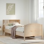 vidaXL Pat cu bibliotecă fără saltea, 90x200 cm, lemn masiv pin vidaXL Pat cu bibliotecă fără saltea, 90x200 cm, lemn masiv pin