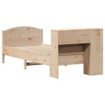 vidaXL Pat cu bibliotecă fără saltea, 90x200 cm, lemn masiv pin vidaXL Pat cu bibliotecă fără saltea, 90x200 cm, lemn masiv pin