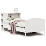 vidaXL Pat cu bibliotecă fără saltea, alb, 75x190 cm, lemn masiv pin