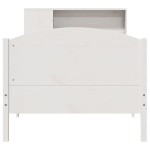 vidaXL Pat cu bibliotecă fără saltea, alb, 75x190 cm, lemn masiv pin