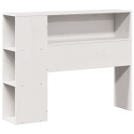 vidaXL Pat cu bibliotecă fără saltea, alb, 75x190 cm, lemn masiv pin