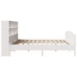 vidaXL Pat cu bibliotecă fără saltea, alb, 200x200 cm, lemn masiv pin