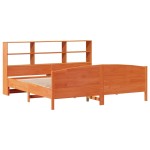 vidaXL Pat cu bibliotecă fără saltea maro 200x200 cm lemn masiv de pin